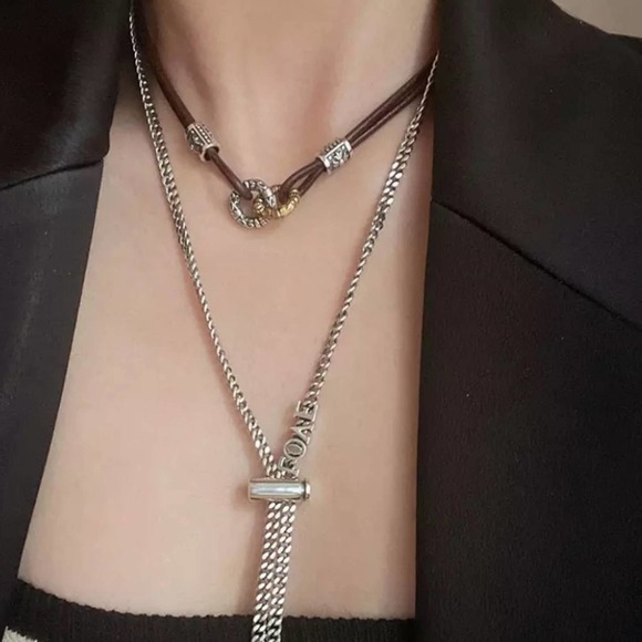 Sterling Silver Love Tassel Necklace Bracelet Matching Set - Picture 3 of 10